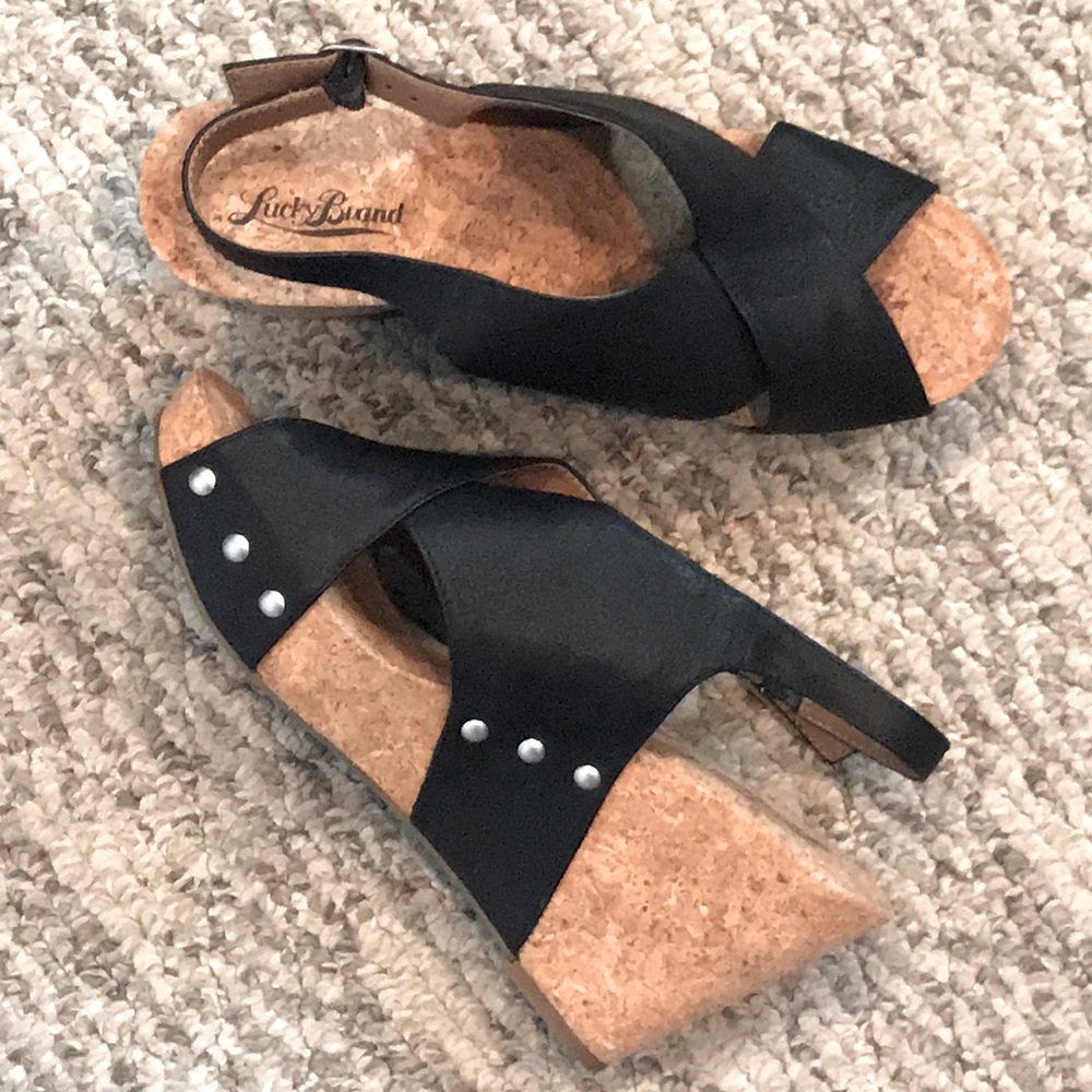 Lucky Brand Minari Cork Wedge Platform Sandals